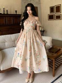 Dress Full Floral Ruffle
