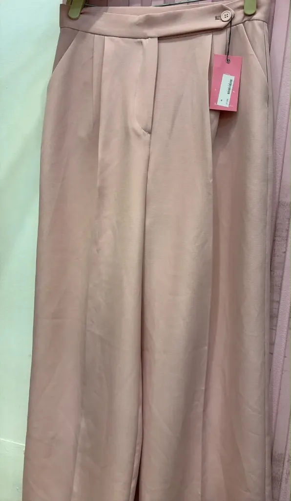 Pink high-waist wide-leg pants (M)