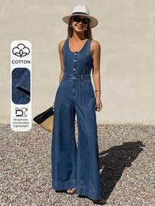 Jumpsuit Sleeveless Adjustable Strap