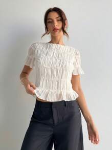 Blouse Chiffon Lace Patchwork