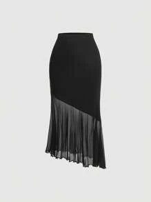 Skirt Solid Contrast Mesh (XS)