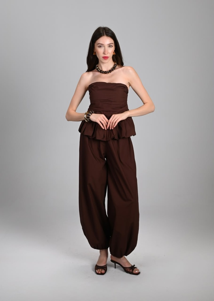Chocolate Brown Peplum Set