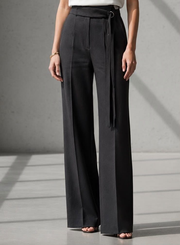 Tailored Wide-Leg Trousers – Black