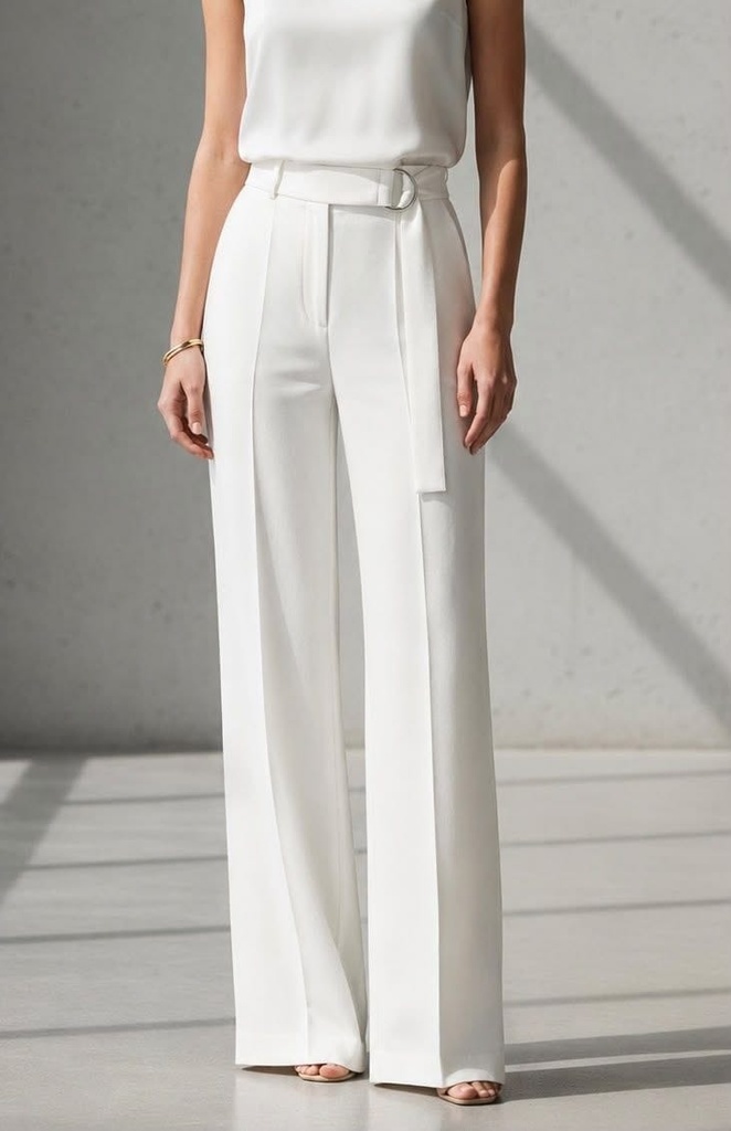 Tailored Wide-Leg Pants– White
