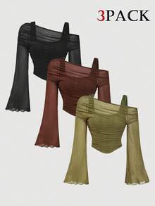 Top Multi-Pack Off-Shoulder Mesh
